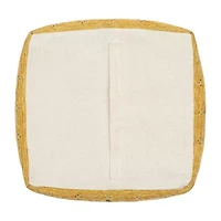 LR Home Vincent Power-Loomed Bohemian Polyester Blend Medium Pouf Geometric Ottoman