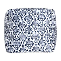 LR Home Wolfram Hand-Woven Farmhouse Cotton Medium Pouf Floral Ottoman