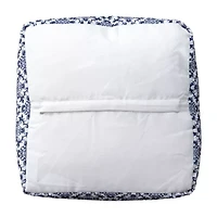 LR Home Wolfram Hand-Woven Farmhouse Cotton Medium Pouf Floral Ottoman