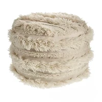 LR Home Liam 14" Handmade Cotton Pouf in Ivory