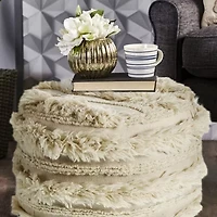 LR Home Liam Handmade Bohemian Cotton Medium Pouf Striped Ottoman