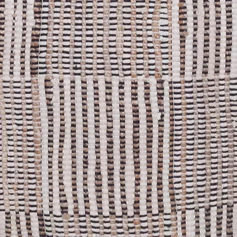 LR Home Emily Handmade Geometric Contemporary Cotton And Jute Medium Pouf Geometric Ottoman