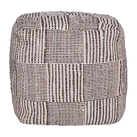 LR Home Emily Handmade Geometric Contemporary Cotton And Jute Medium Pouf Geometric Ottoman
