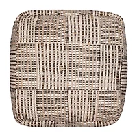 LR Home Emily Handmade Geometric Contemporary Cotton And Jute Medium Pouf Geometric Ottoman