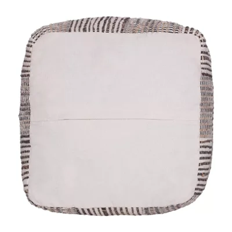 LR Home Emily Handmade Geometric Contemporary Cotton And Jute Medium Pouf Geometric Ottoman