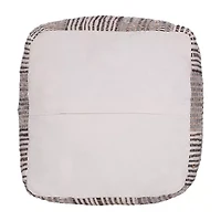 LR Home Emily Handmade Geometric Contemporary Cotton And Jute Medium Pouf Geometric Ottoman