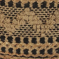 LR Home John Handmade Striped Bohemian Jute Blend Medium Pouf Geometric Ottoman