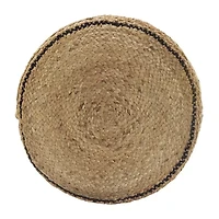 LR Home John 14" Handmade Jute Blend Pouf in Tan/Black