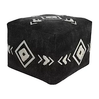 LR Home Vasilisa Handmade Geometric Contemporary Cotton Medium Pouf Geometric Ottoman