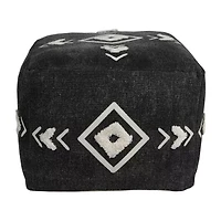 LR Home Vasilisa Handmade Geometric Contemporary Cotton Medium Pouf Geometric Ottoman