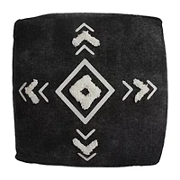 LR Home Vasilisa Handmade Geometric Contemporary Cotton Medium Pouf Geometric Ottoman