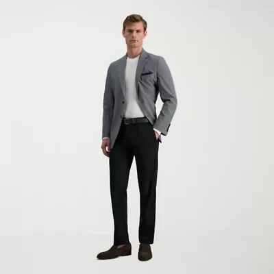 Haggar Premium No Iron Khaki Mens Comfort Waistband Slim Fit Flat Front Pant