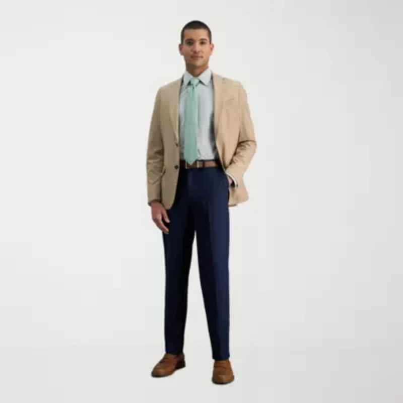 Haggar Cool 18 Pro Mens Comfort Waistband Slim Fit Flat Front Pant