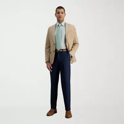 Haggar Cool 18 Pro Mens Comfort Waistband Slim Fit Flat Front Pant