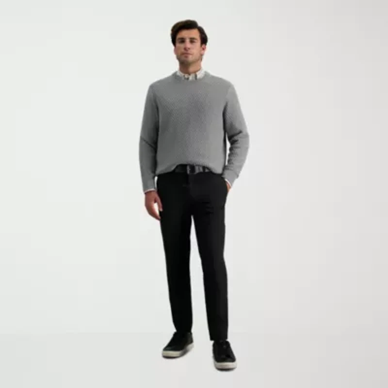 Haggar Cool Right Performance Flex Mens Comfort Waistband Straight Fit Flat Front Pant