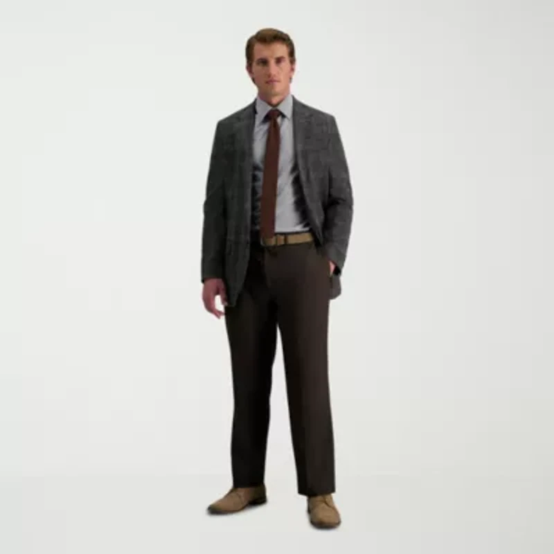 Haggar E-CLO Stria Mens Classic Fit Dress Flat Front Pant