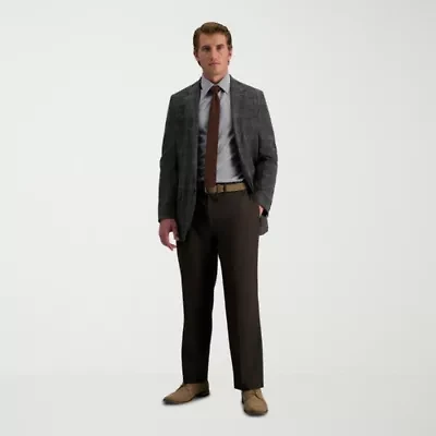 Haggar E-CLO Stria Mens Classic Fit Dress Flat Front Pant