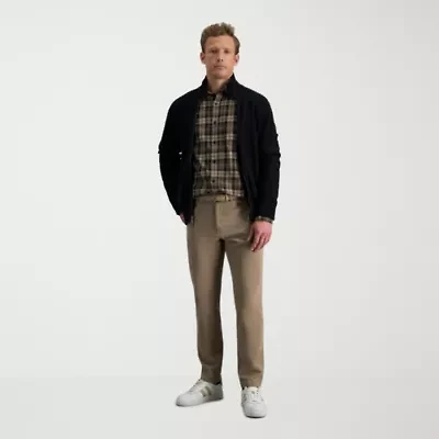 Haggar The Active Series City Flex 5 Pocket Cotton Traveler Mens Comfort Waistband Straight Fit Flat Front Pant