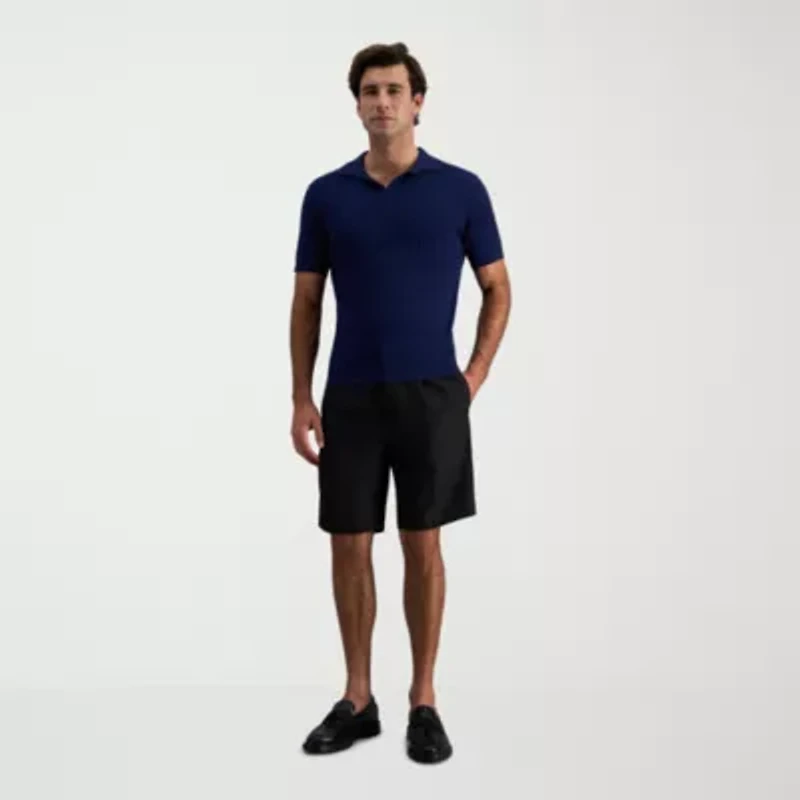 Haggar Cool 18 Pro Pleated Mens 9 1/2" Stretch Fabric Moisture Wicking Quick Dry Chino Short