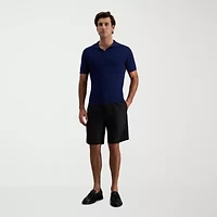 Haggar Cool 18 Pro Pleated Mens 9 1/2" Stretch Fabric Moisture Wicking Quick Dry Chino Short