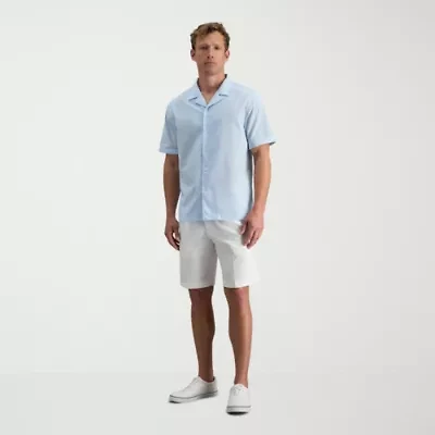 Haggar Cool 18 Pro Pleated Mens 9 1/2" Stretch Fabric Moisture Wicking Quick Dry Chino Short