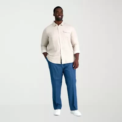 Haggar Stretch Denim Mens Classic Fit Big and Tall Flat Front Pant