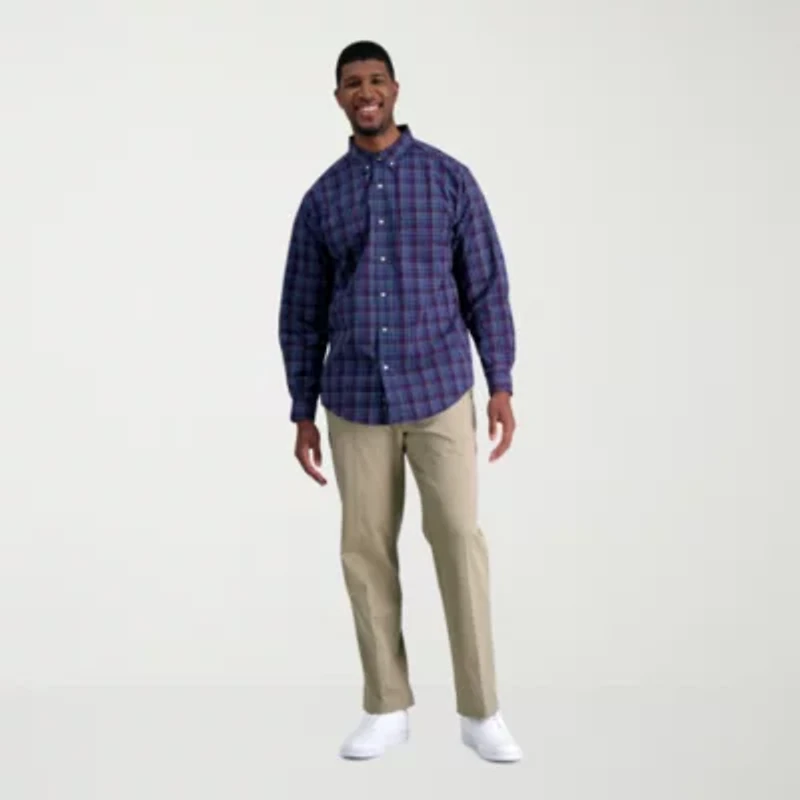 Haggar Iron Free Premium Khaki Mens Classic Fit Big and Tall Flat Front Pant