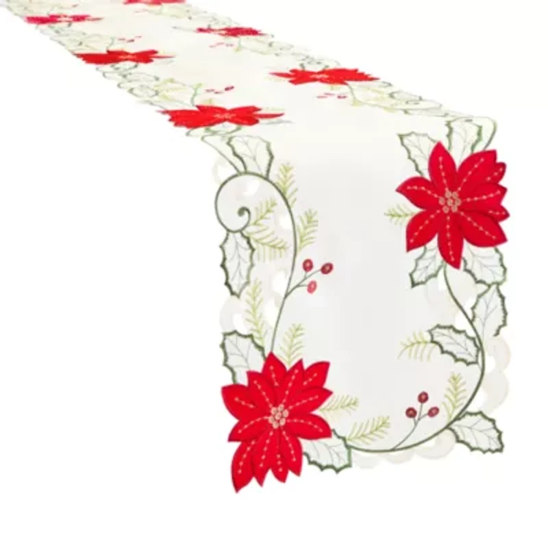 Homewear White Poinsietta Table Runner