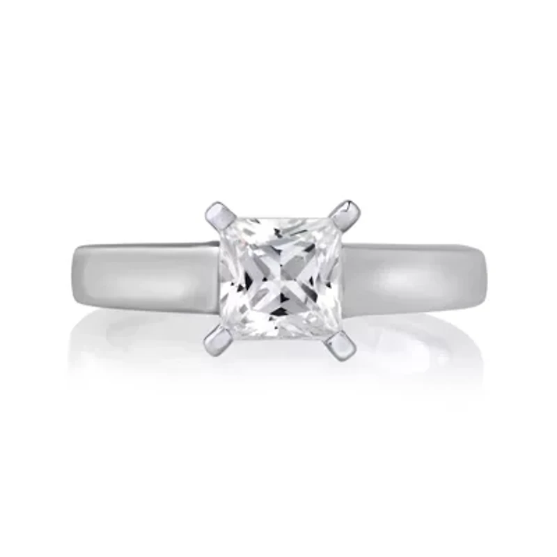 1½ CT. Princess-Cut Diamond Solitaire Platinum Engagement Ring