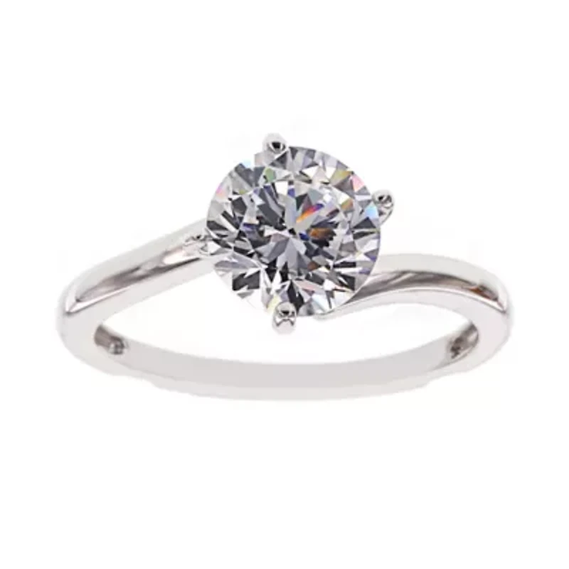DiamonArt® Cubic Zirconia Sterling Silver Solitaire Bridal Ring & Guard