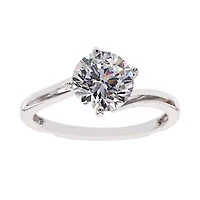 DiamonArt® Cubic Zirconia Sterling Silver Solitaire Bridal Ring & Guard