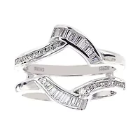 DiamonArt® Cubic Zirconia Sterling Silver Solitaire Bridal Ring & Guard