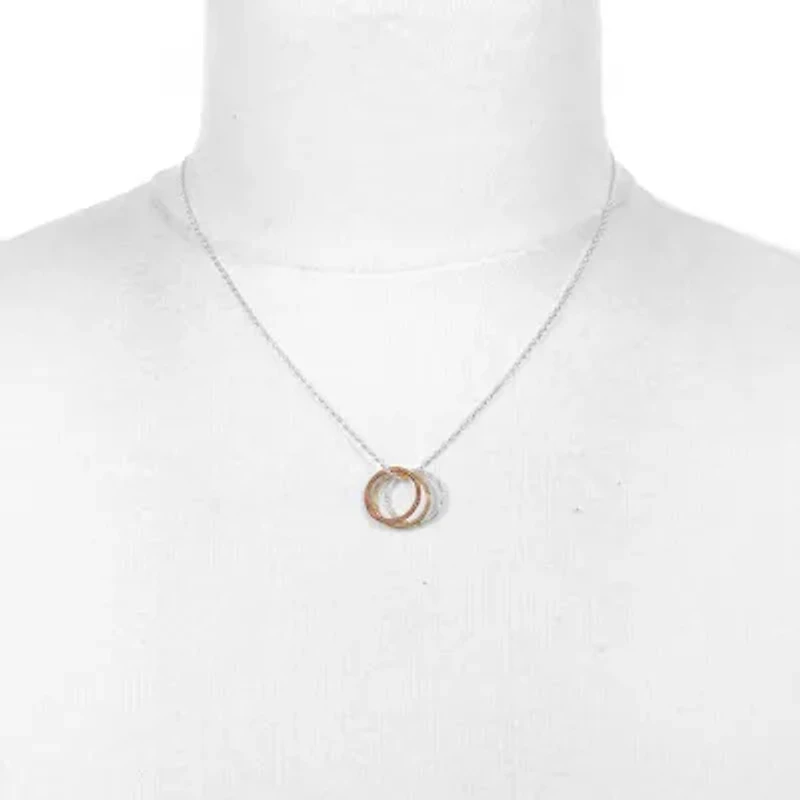 Bijoux Bar Delicates Tri Tone Womens Circle 16 Inch Pendant Necklace