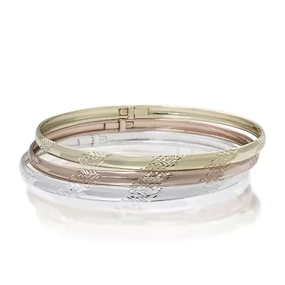 14K Gold Over Sterling Silver Tricolor 3-pc. Bangle Set