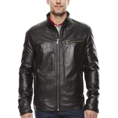 Vintage Leather Straight-Bottom Lambskin Jacket