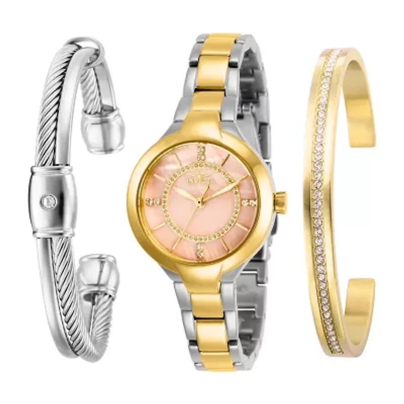 Invicta Angel Womens Two Tone Stainless Steel 3-pc. Watch Boxed Set 29328