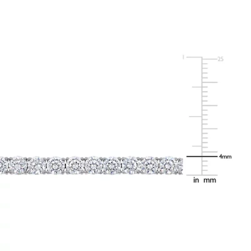 Womens White Cubic Zirconia Sterling Silver 17 Inch Tennis Necklace