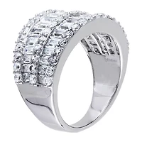 Womens 3.5mm 6 CT. T.W. White Cubic Zirconia Sterling Silver Band