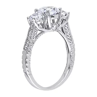 Womens 3 CT. Cubic Zirconia Sterling Silver 3-Stone Engagement Ring