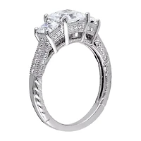 Womens 4 CT. T.W. Cubic Zirconia Sterling Silver 3-Stone Engagement Ring