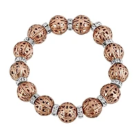 1928 Rose Gold Tone Womens Crystal Stretch Bracelet