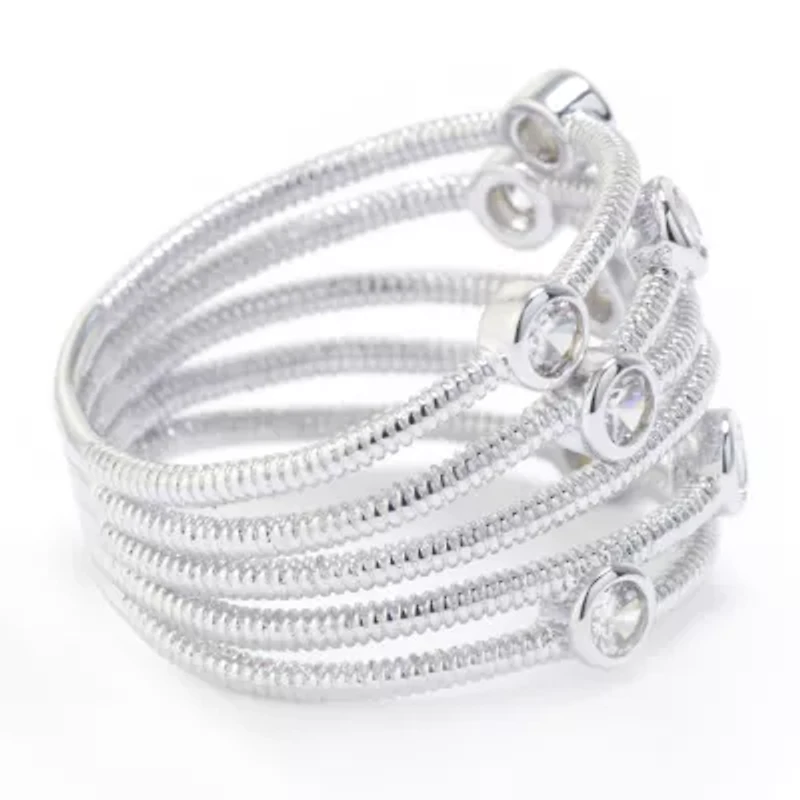Sparkle Allure Womens Cubic Zirconia Pure Silver Over Brass Cocktail Ring