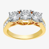 Love Lives Forever (G / Si1-Si2) Womens 1 1/2 CT. T.W. Lab Grown White Diamond 10K Gold Round 3-Stone Engagement Ring