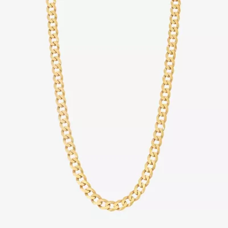 Made Italy 14K Gold Over Silver Solid Curb Chain Necklace