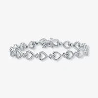 1/10 CT.T.W. Natural Diamond Heart Tennis Bracelet in Sterling SIlver