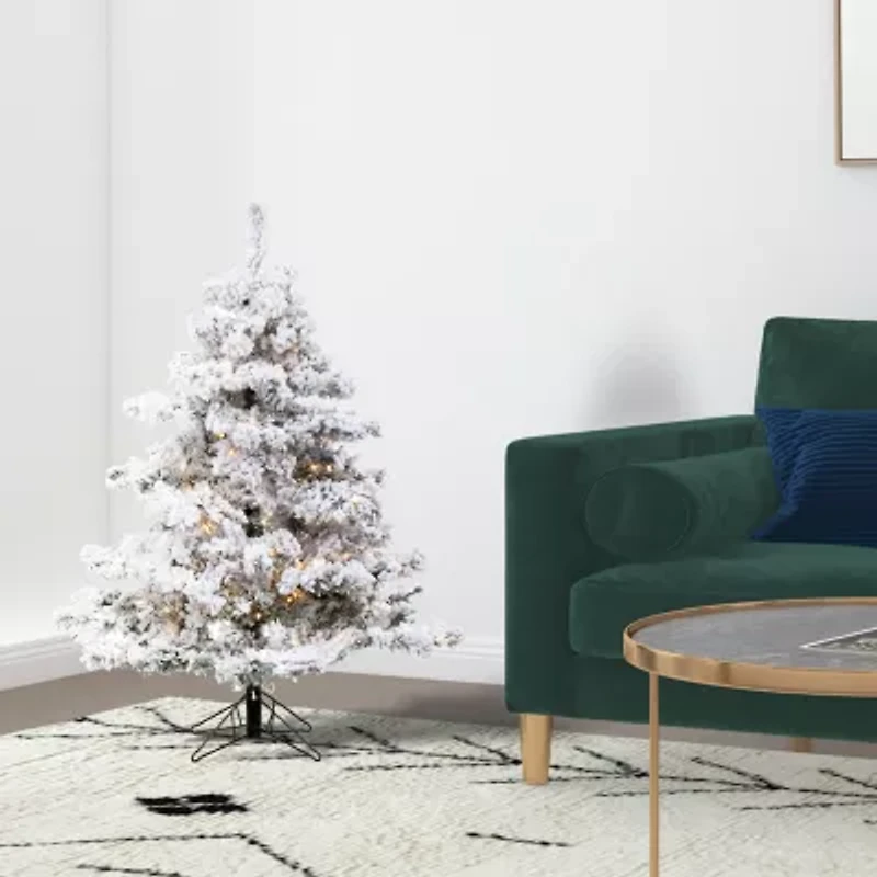 Vickerman 4 1/2 Foot Pre-Lit Flocked Christmas Tree