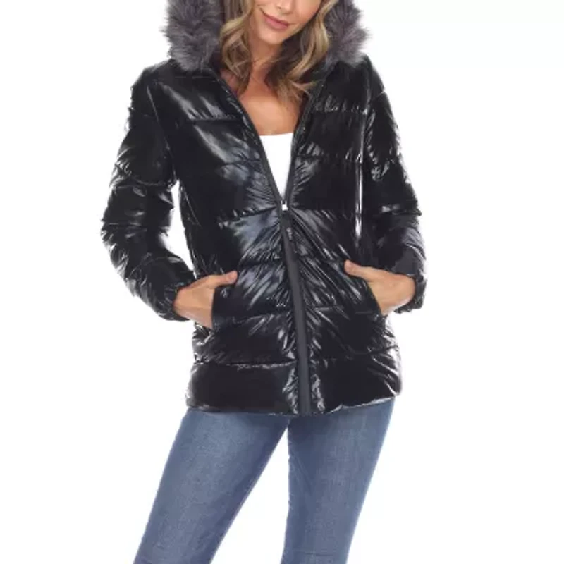 White Mark Womens Hooded Midweight Puffer Jacket