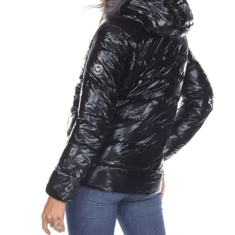 White Mark Womens Hooded Midweight Puffer Jacket