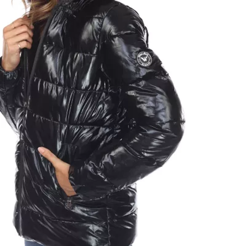 White Mark Womens Hooded Midweight Puffer Jacket