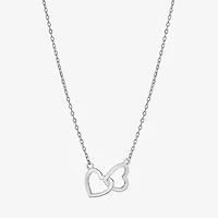 Silver Treasures Womens Sterling Silver Heart 16 Inch Pendant Necklace
